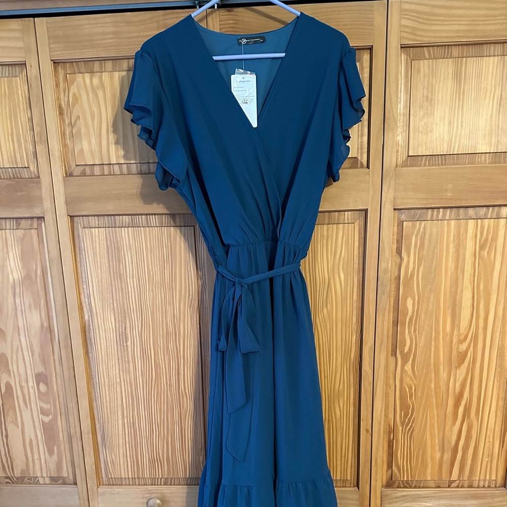Wrap dress V neck short sleeve